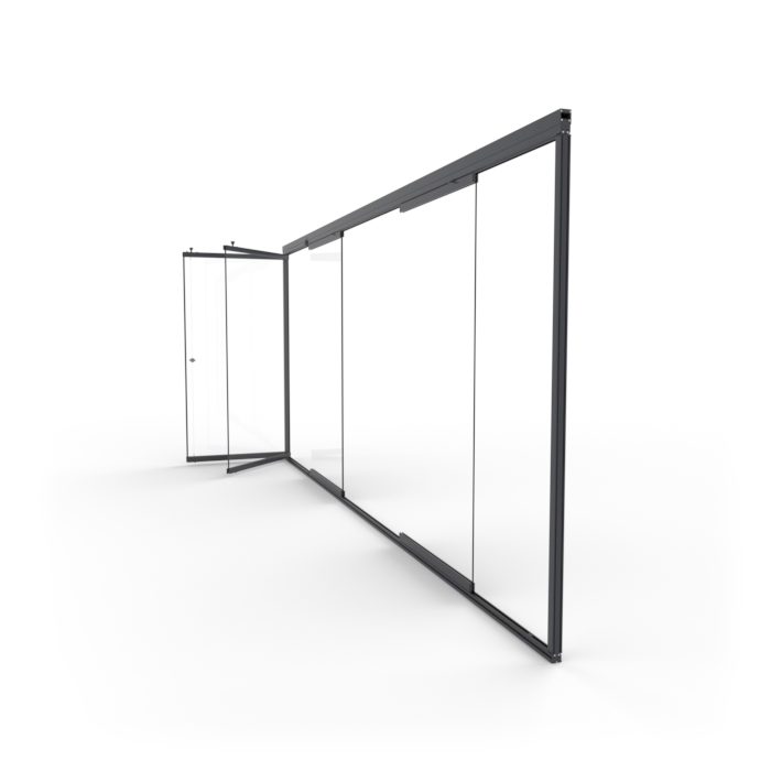 Cortina de cristal abatible SF25 04 Cortina de cristal abatible SF25