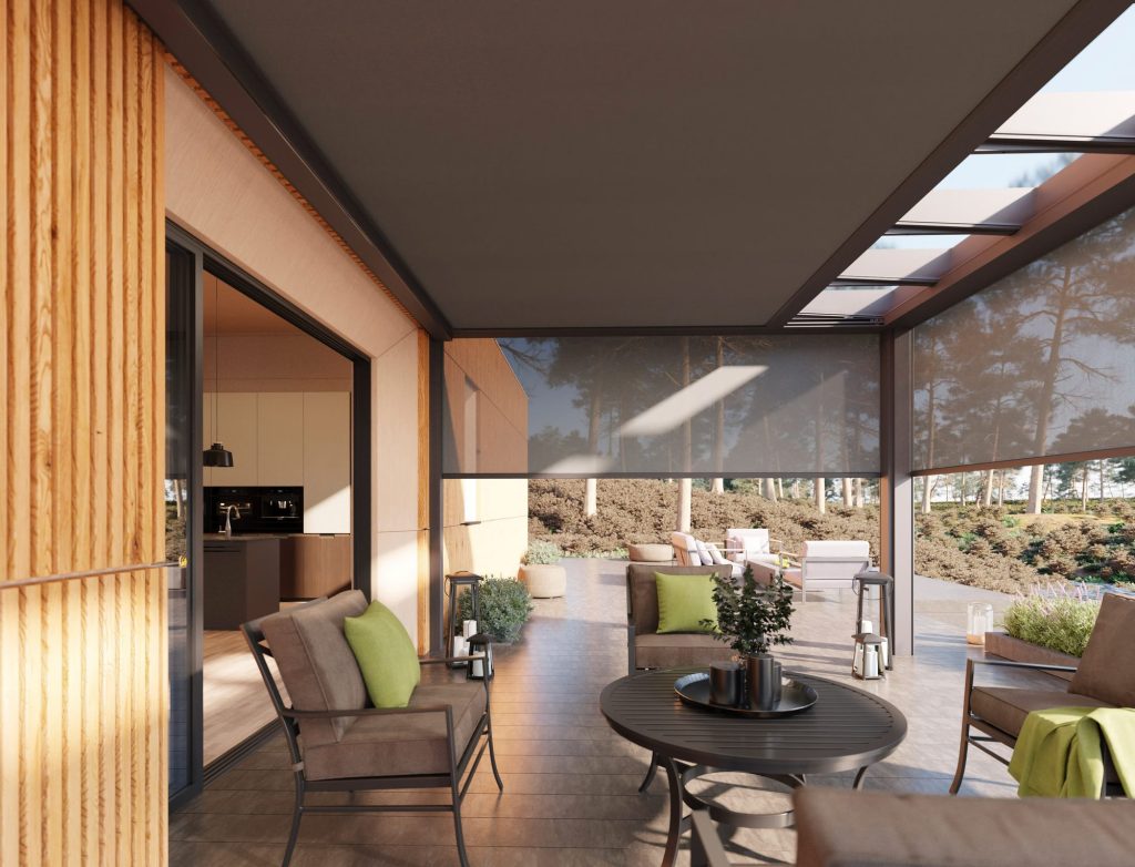 Pérgola Brustor B800 05 Pérgola Brustor B800 con techo de cristal