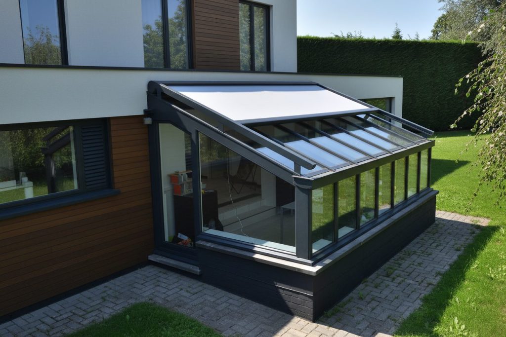 Toldo veranda Brustor B128 05 Toldo veranda Brustor B128 sobre techo acristalado